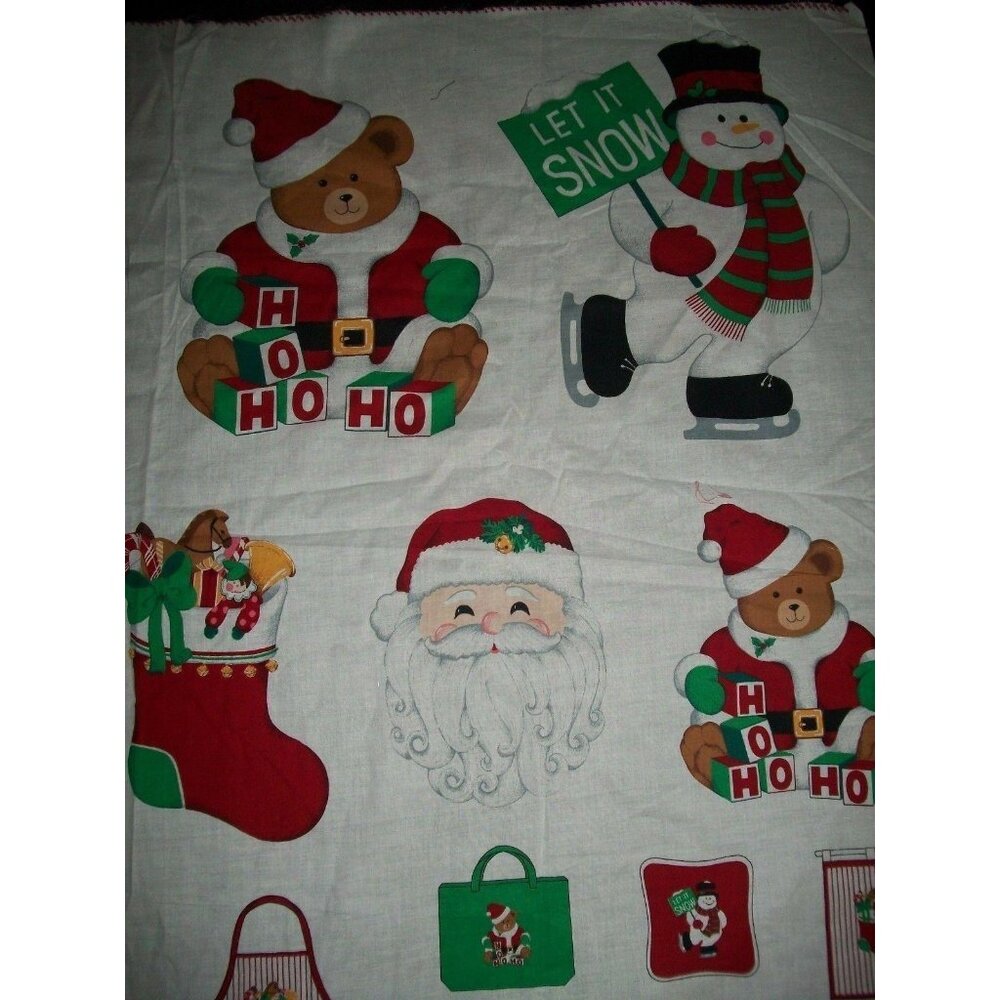 VIP Fabric Panel Merry Christmas Applique Craft Snowman Santa Bear Stocking
